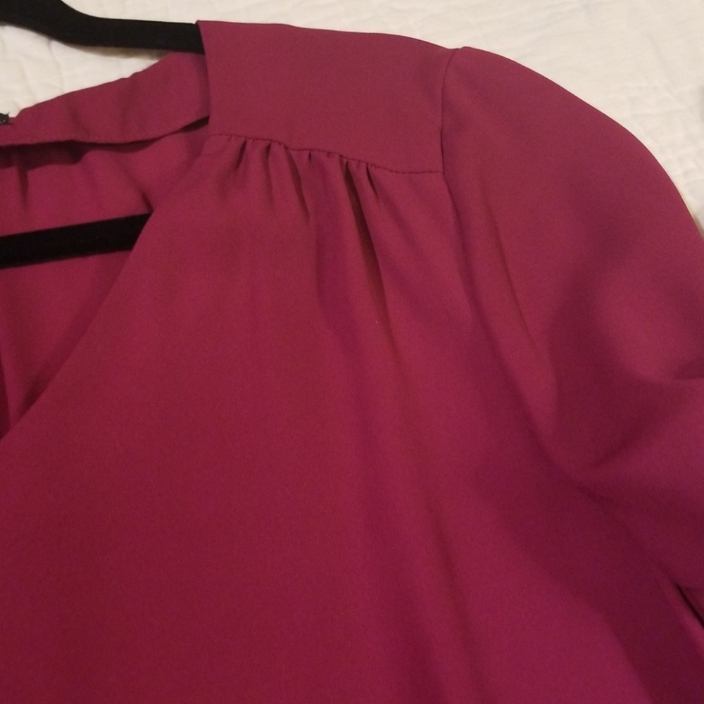 Dark mauve bell sleeve Roz & Ali top - Picture 6 of 7